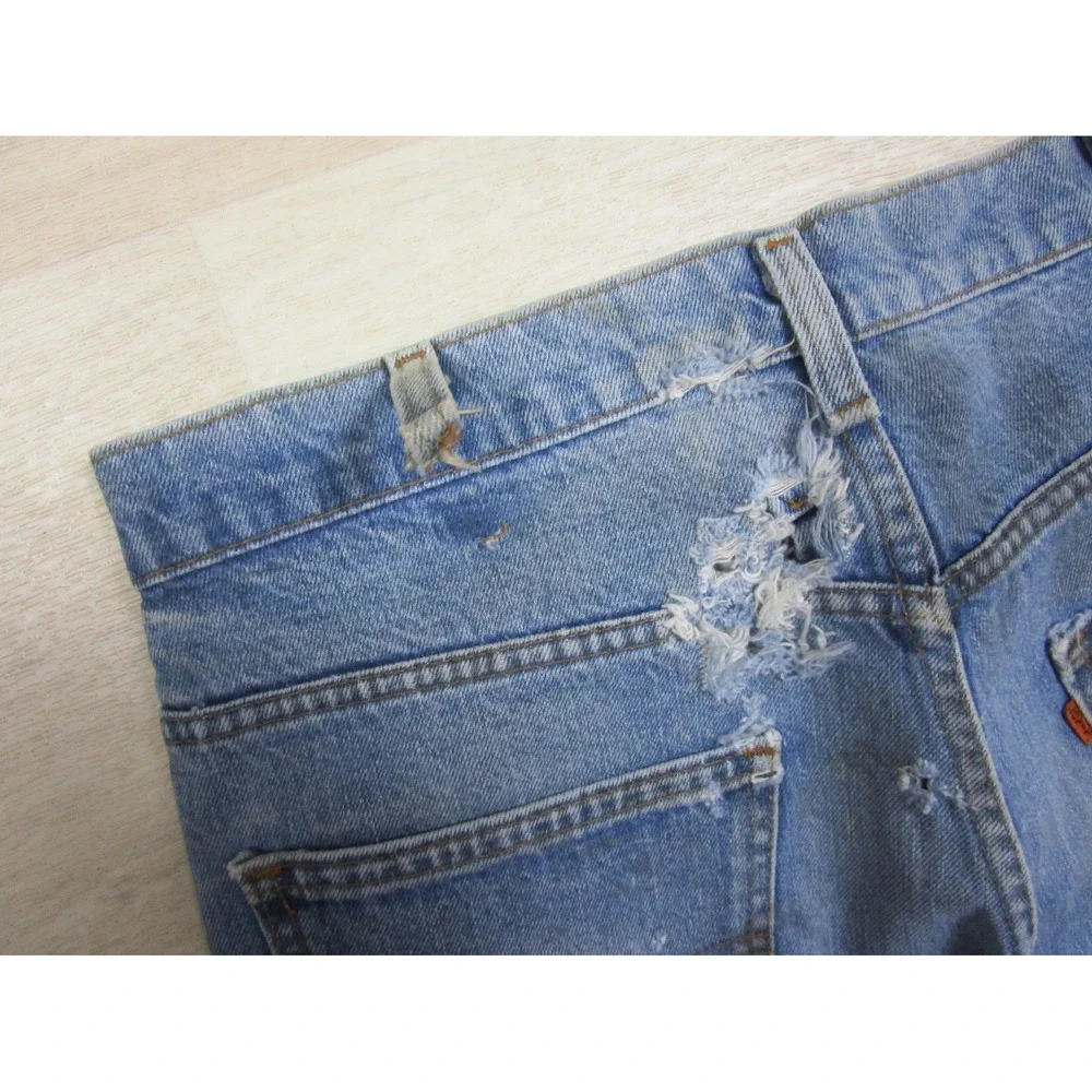 Vintage 80s Levis 517 Jeans Mens 32x30.5 Orange Tab Bootcut Saddleman Distress 9